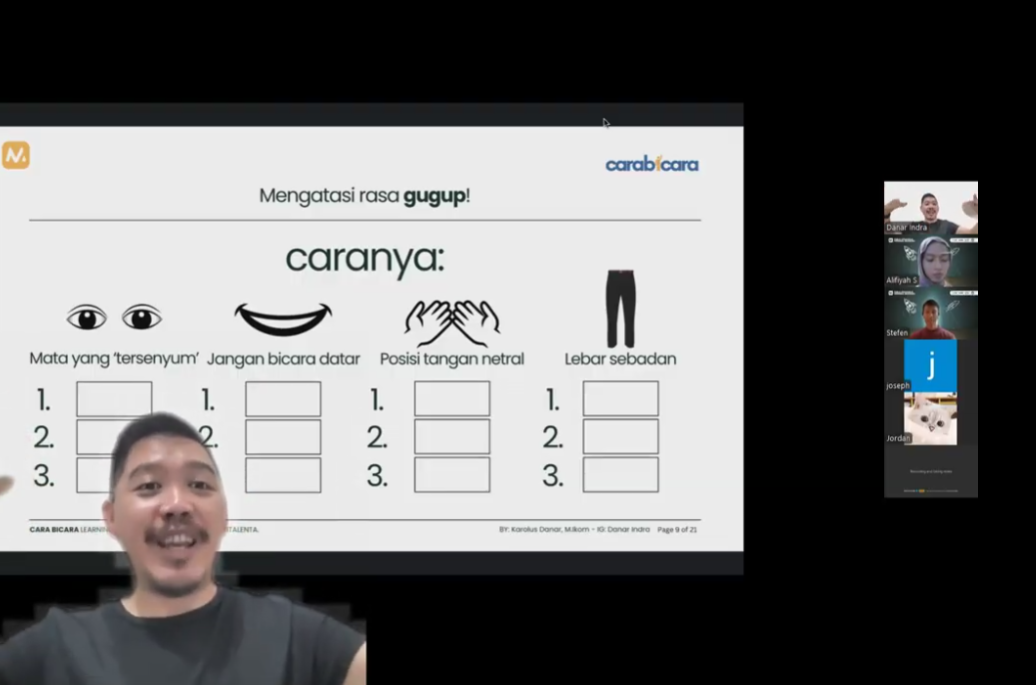 MAXY Academy Berhasil Selenggarakan Webinar Public Speaking Gratis dengan CEO & Co-Founder Carabicara, Danar Indra